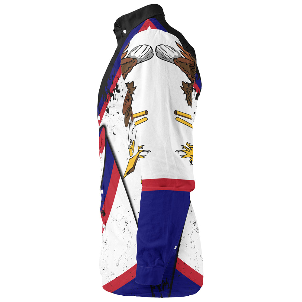 American Samoa Long Sleeve Shirt Polynesia Flag Shoul Style