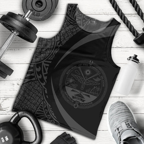 Marshall Islands Tank Top Coat Of Arm Lauhala Gray Circle