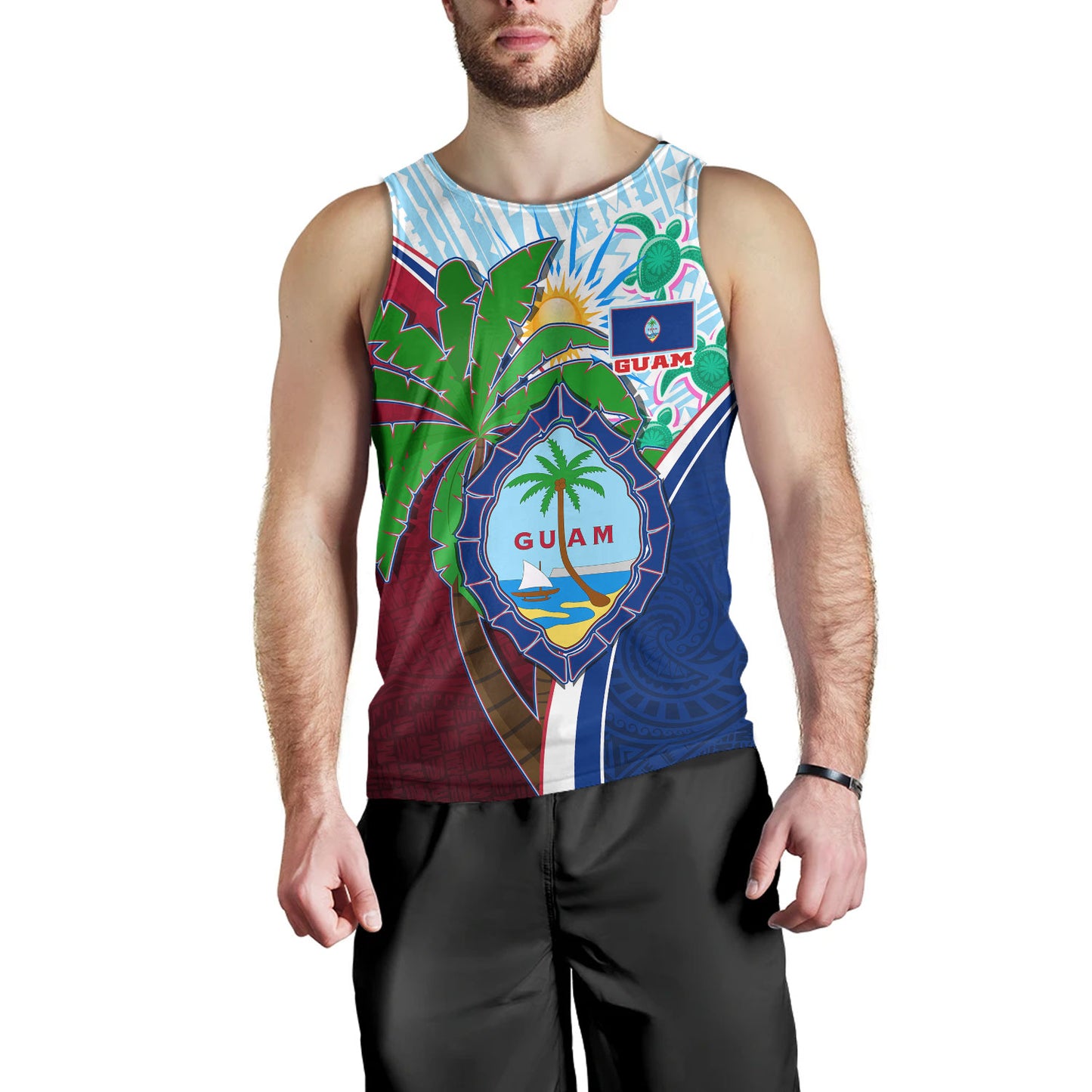 Guam Tank Top Custom Guam Chamorro Coconut Tree of Life Polynesian Tribal Pride