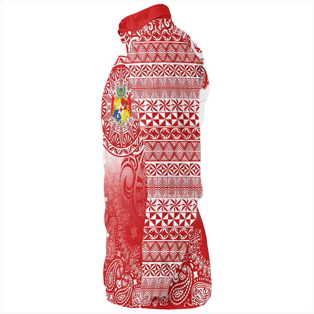 Tonga Long Sleeve Shirt Custom Pattern Ngatu With Paisley Style