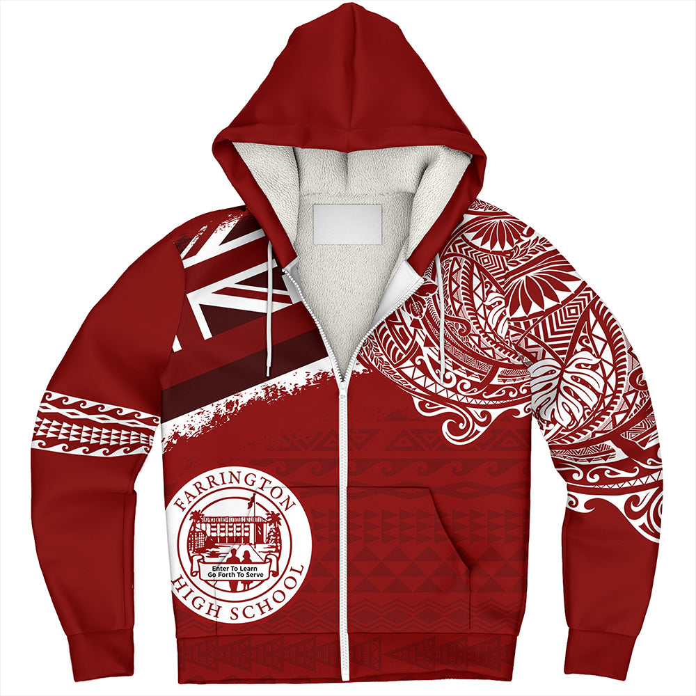 Hawaii Sherpa Hoodie Farrington High School Flag With Crest Style