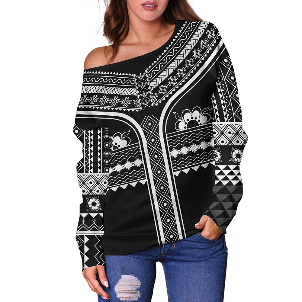 Philippines Off Shoulder Sweatshirt Tattoo Tribal Batok Symbols