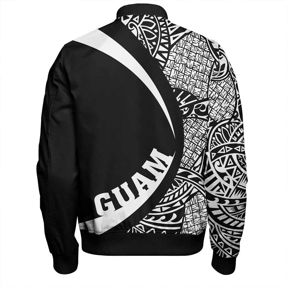 Guam Bomber Jacket Coat Of Arm Lauhala White Circle