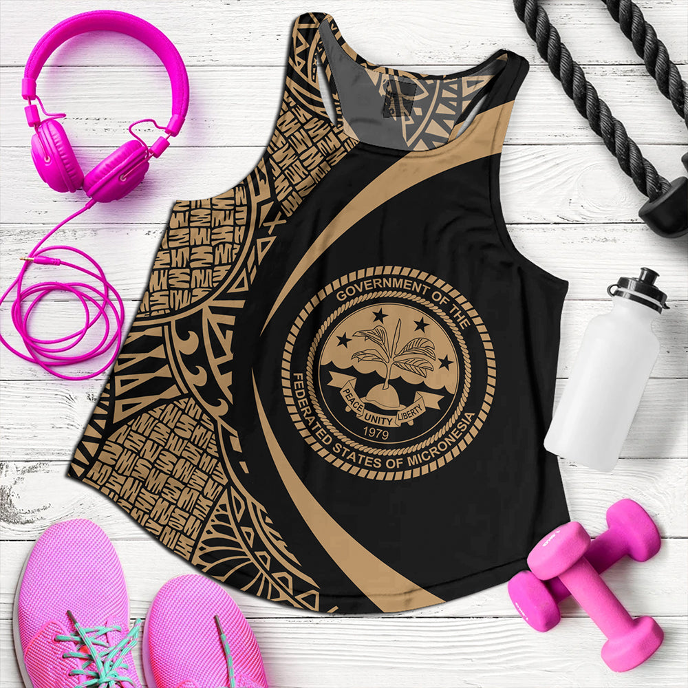 Federated States of Micronesia Women Tank Coat Of Arm Lauhala Gold Circle