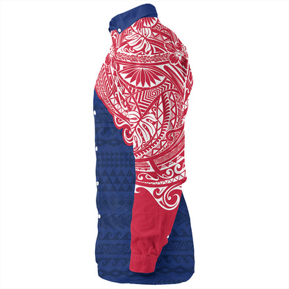 Cook Islands Long Sleeve Shirt Polynesian Flag With Coat Of Arms