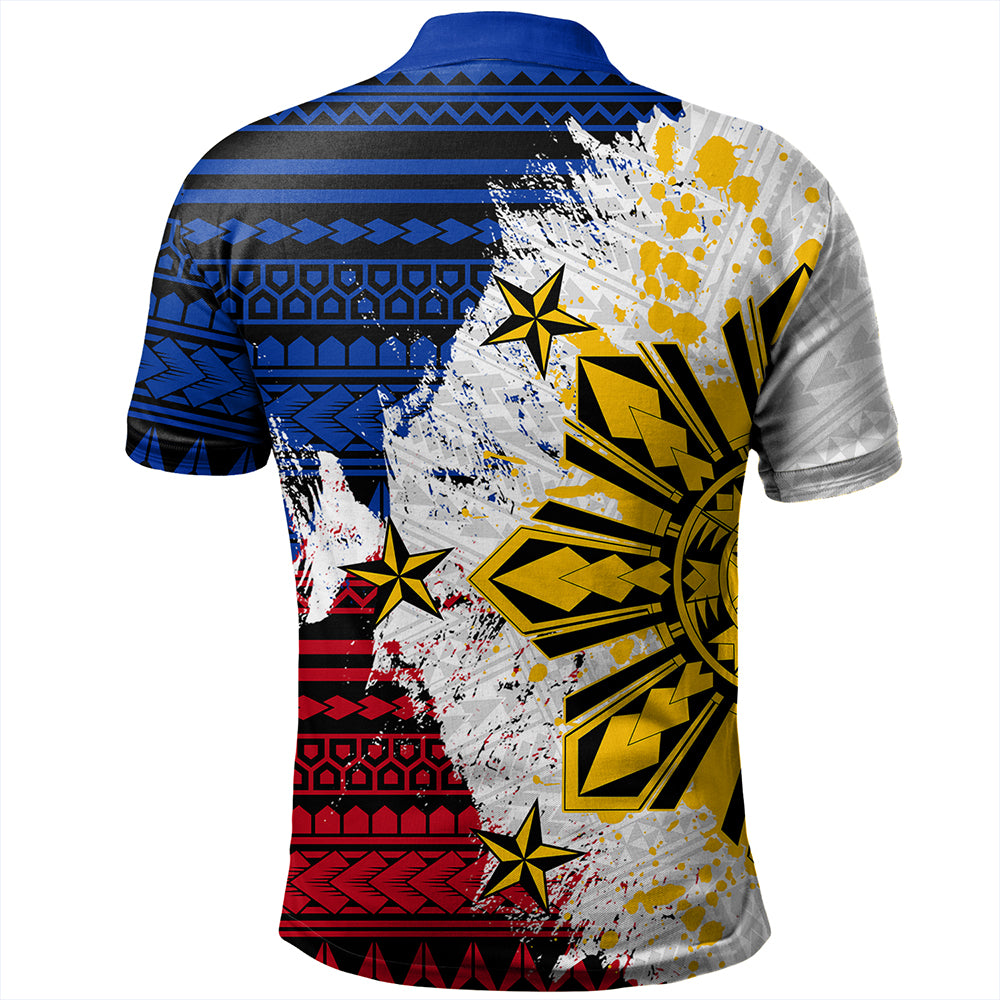 Philippines Polo Shirt Filipino Sun Flag Grunge Style