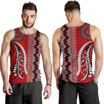 New Zealand Tank Top Maori Fabic Pattern Silvers Fern