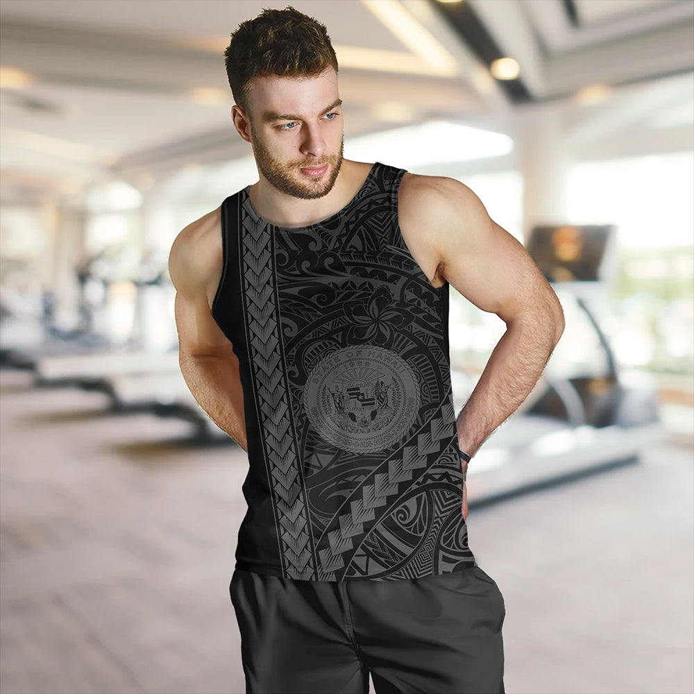 Hawaii Tank Top Tribal Polynesian Coat Of Arms Gray