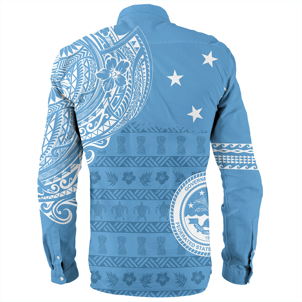 Micronesian Long Sleeve Shirt Federated States Of Micronesia Flag With Coat Of Arms