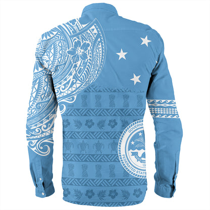 Micronesian Long Sleeve Shirt Federated States Of Micronesia Flag With Coat Of Arms