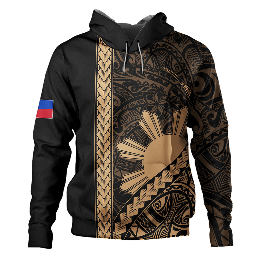 Philippines Hoodie Tribal Polynesian Sun Gold