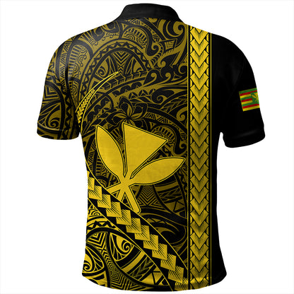 Hawaii Polo Shirt Tribal Polynesian Kanaka Maoli Yellow