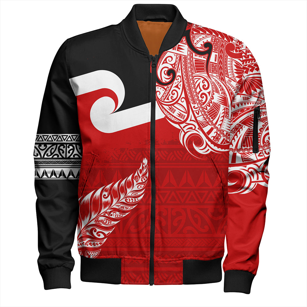 New Zealand Bomber Jacket Tino Rangatiratanga Maori With Silver Fern