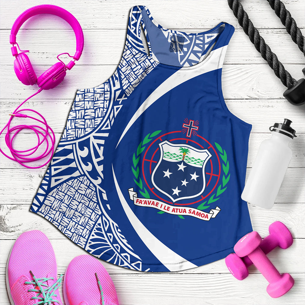 Samoa Women Tank Coat Of Arm Lauhala Rugby Circle