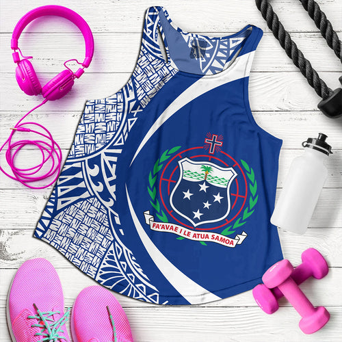 Samoa Women Tank Coat Of Arm Lauhala Rugby Circle