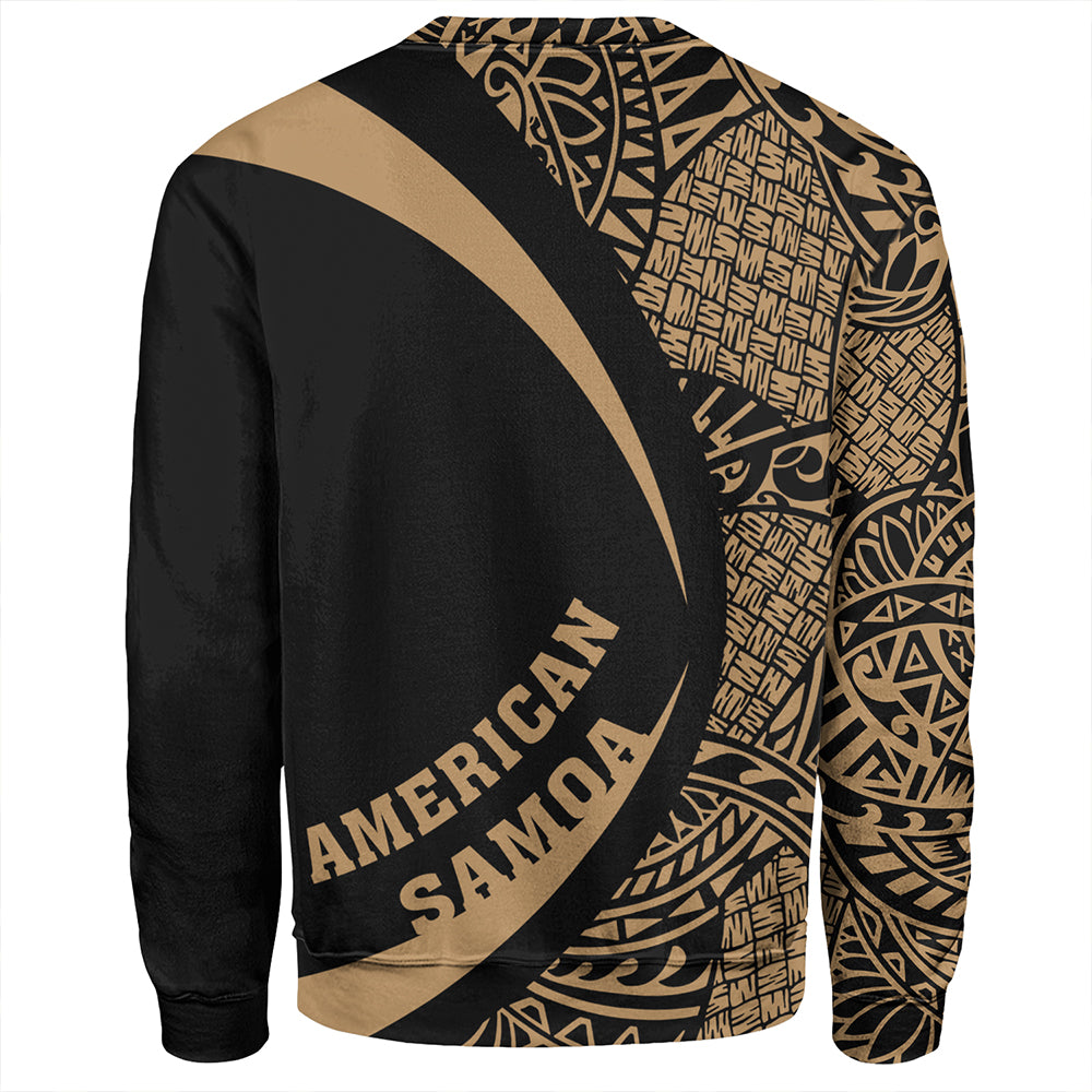Samoa Sweatshirt American Samoa Coat Of Arm Lauhala Gold Circle