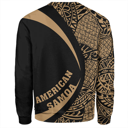 Samoa Sweatshirt American Samoa Coat Of Arm Lauhala Gold Circle