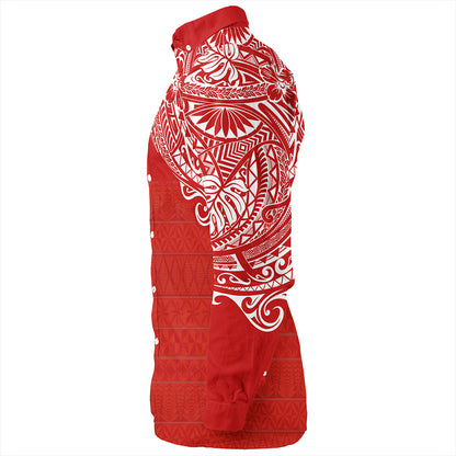 Tonga Long Sleeve Shirt Tonga Polynesian Flag With Coat Of Arms