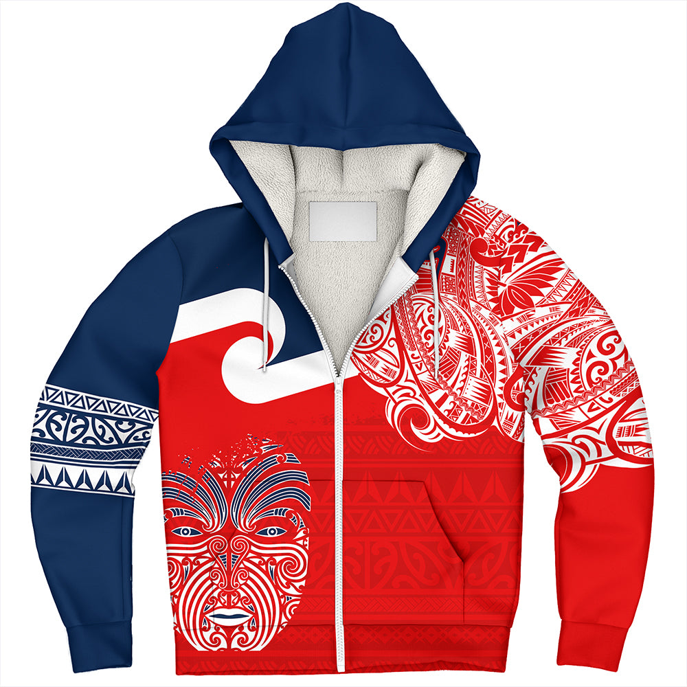 New Zealand Sherpa Hoodie Tino Rangatiratanga Maori Mask