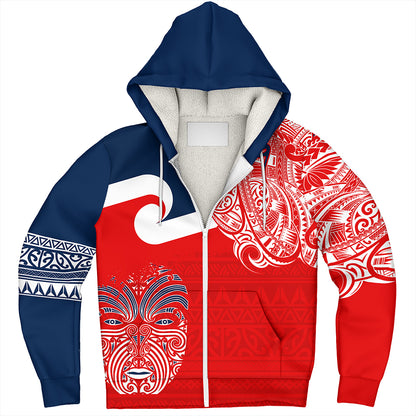 New Zealand Sherpa Hoodie Tino Rangatiratanga Maori Mask