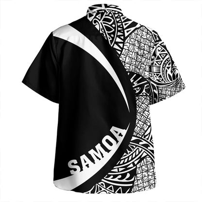 Samoa Hawaiian Shirt Coat Of Arm Lauhala White Circle