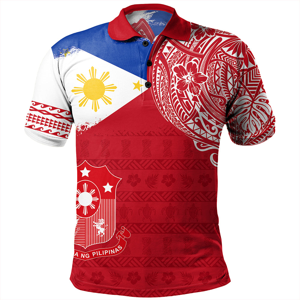 Philippines Polo Shirt Polynesian Flag With Coat Of Arms