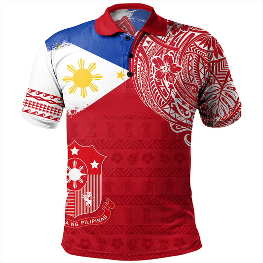 Philippines Polo Shirt Polynesian Flag With Coat Of Arms