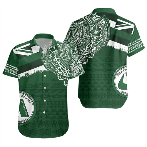 Hawaii Short Sleeve Shirt Aiea High School Flag With Crest Style