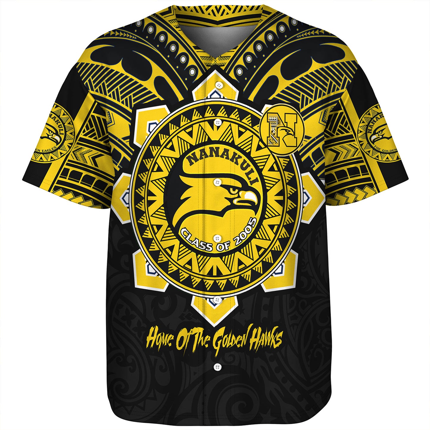 Hawaii Baseball Shirt Custom Nanakuli High & Intermediate School Home Of Golden Hawks Tribal Style