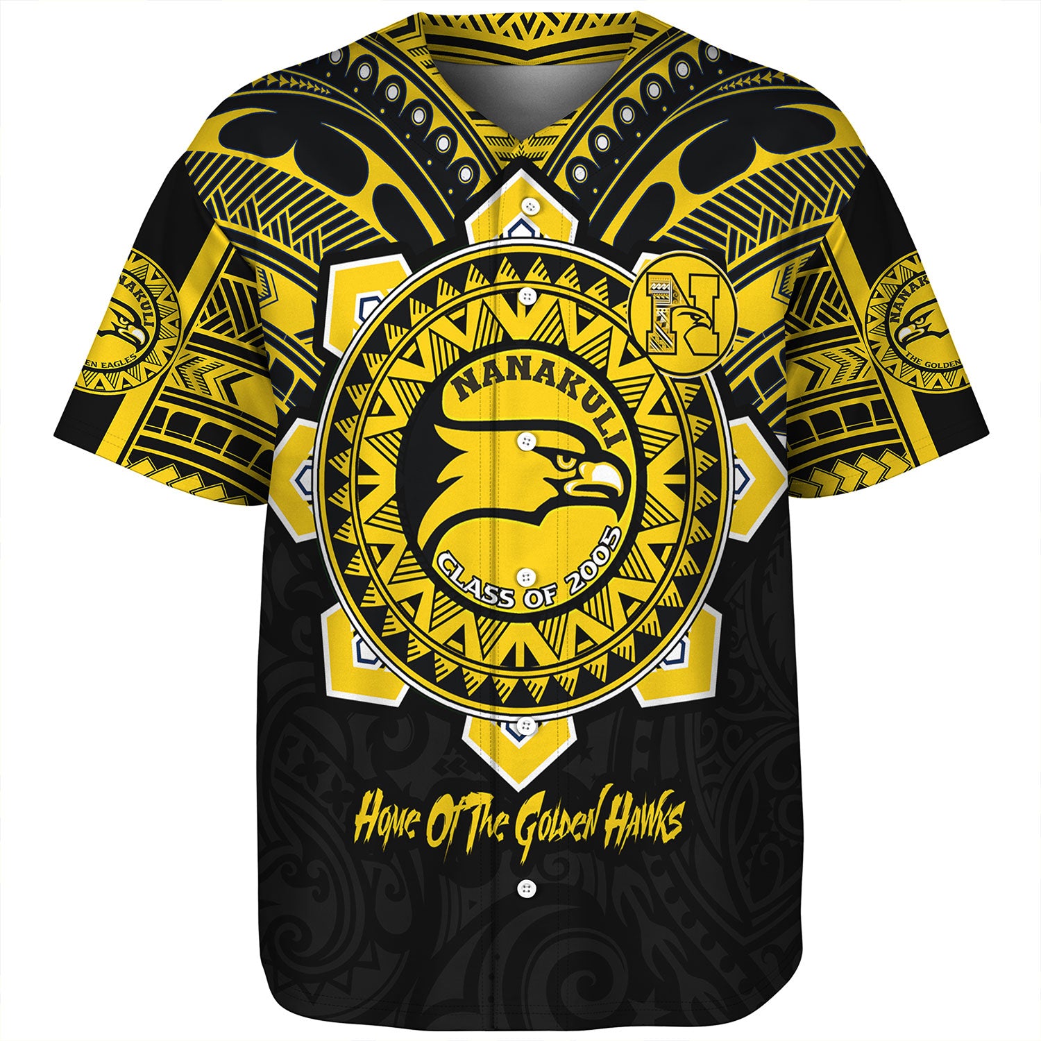 Hawaii Baseball Shirt Custom Nanakuli High & Intermediate School Home Of Golden Hawks Tribal Style