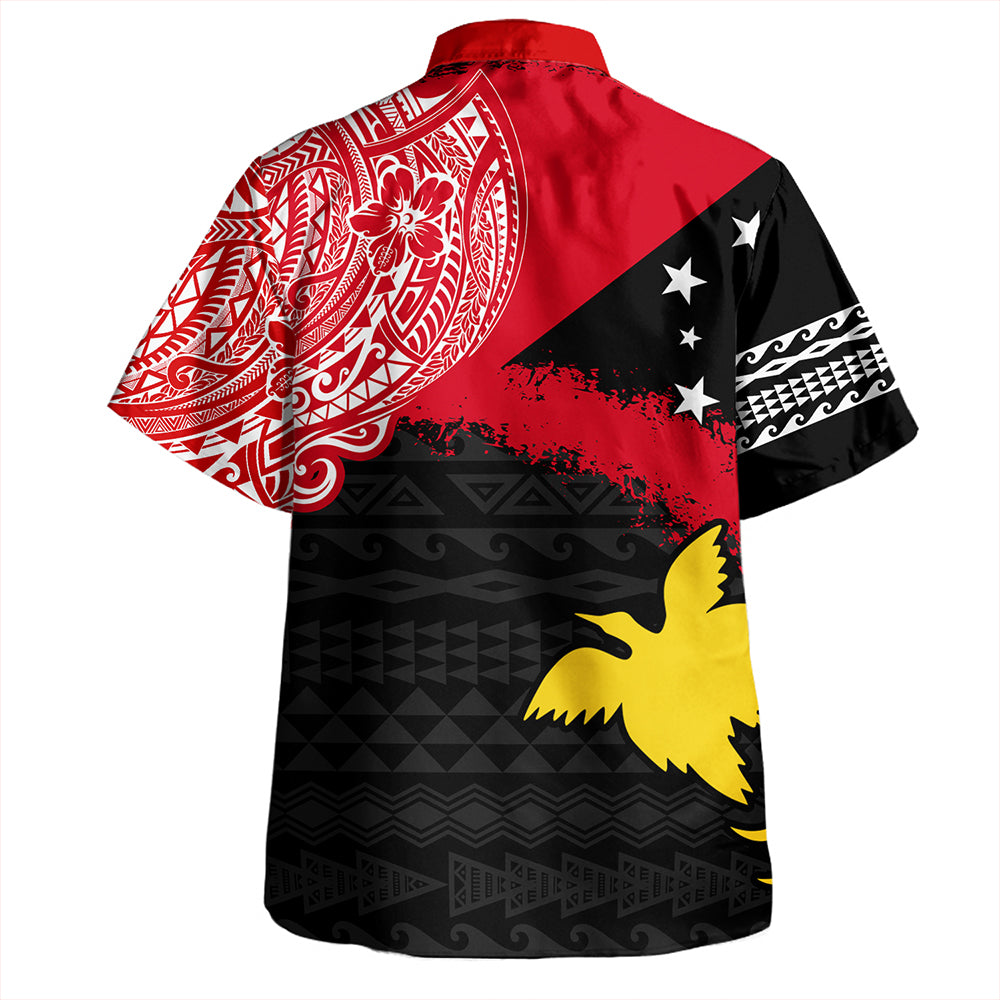 Papua New Guinea Hawaiian Shirt - PNG Flag Color With Traditional Patterns
