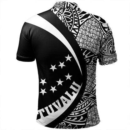 Tuvalu Polo Shirt Coat Of Arm Lauhala White Circle
