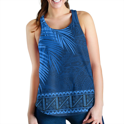 Samoa Women Tank Masi Dobby Fabric Leaves
