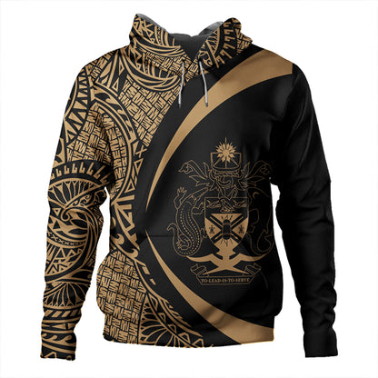 Solomon Islands Hoodie Coat Of Arm Lauhala Gold Circle