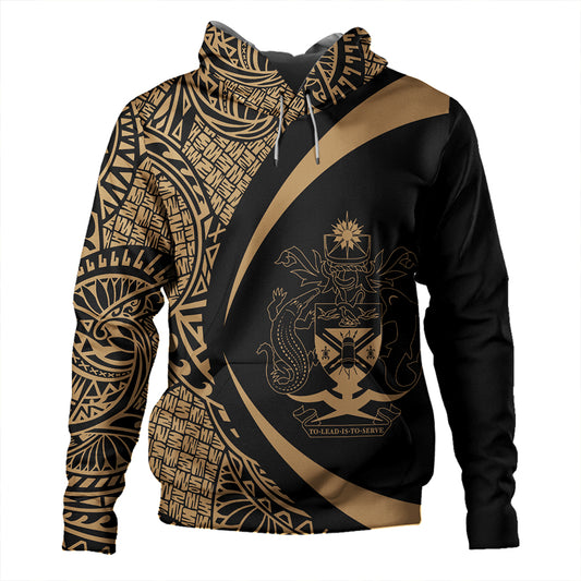 Solomon Islands Hoodie Coat Of Arm Lauhala Gold Circle