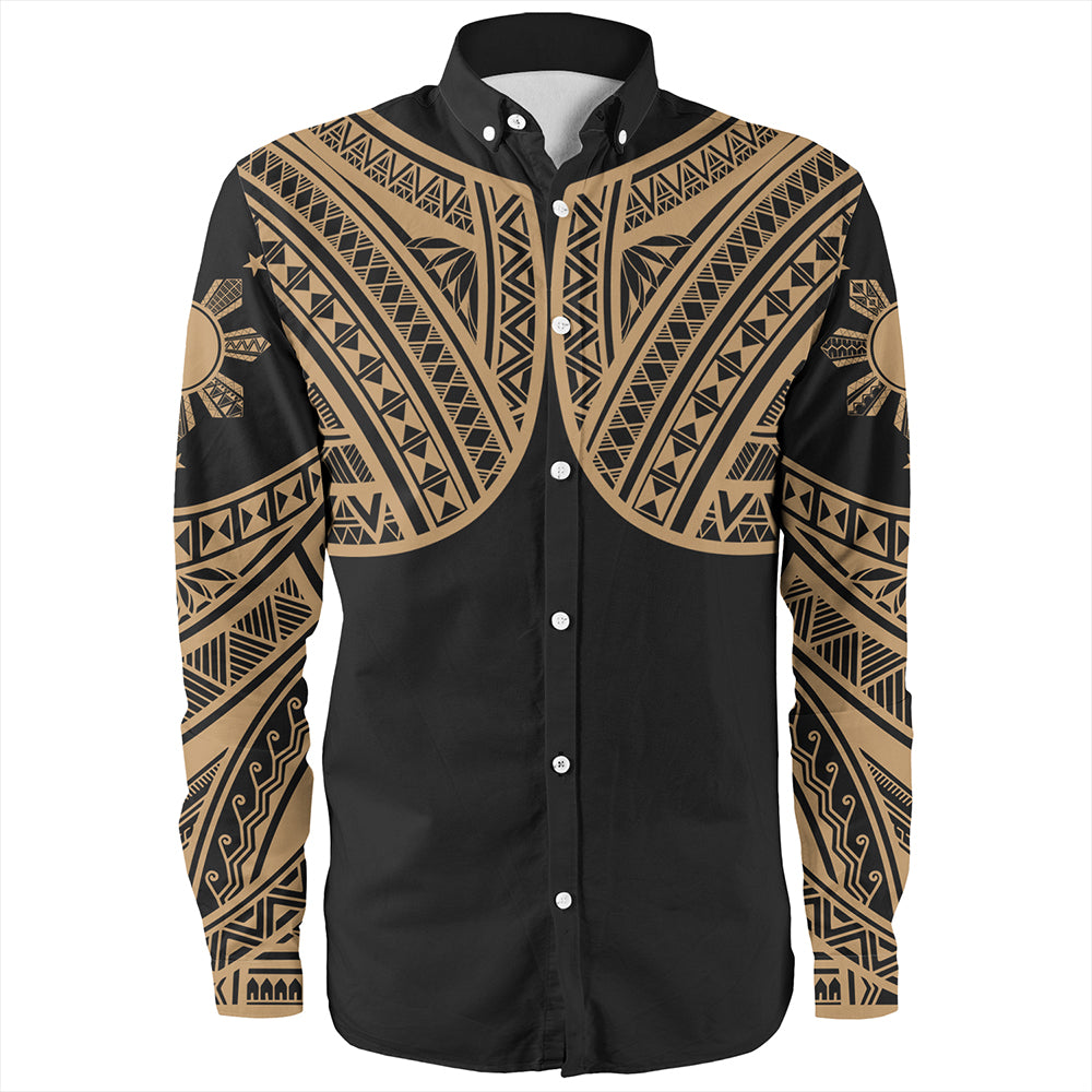 Philippines Long Sleeve Shirt Sun Star Warrior Style Gold