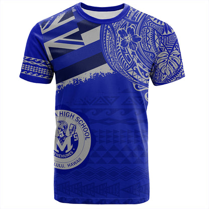 Hawaii T-Shirt Moanalua High School Flag With Crest Style