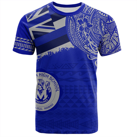 Hawaii T-Shirt Moanalua High School Flag With Crest Style