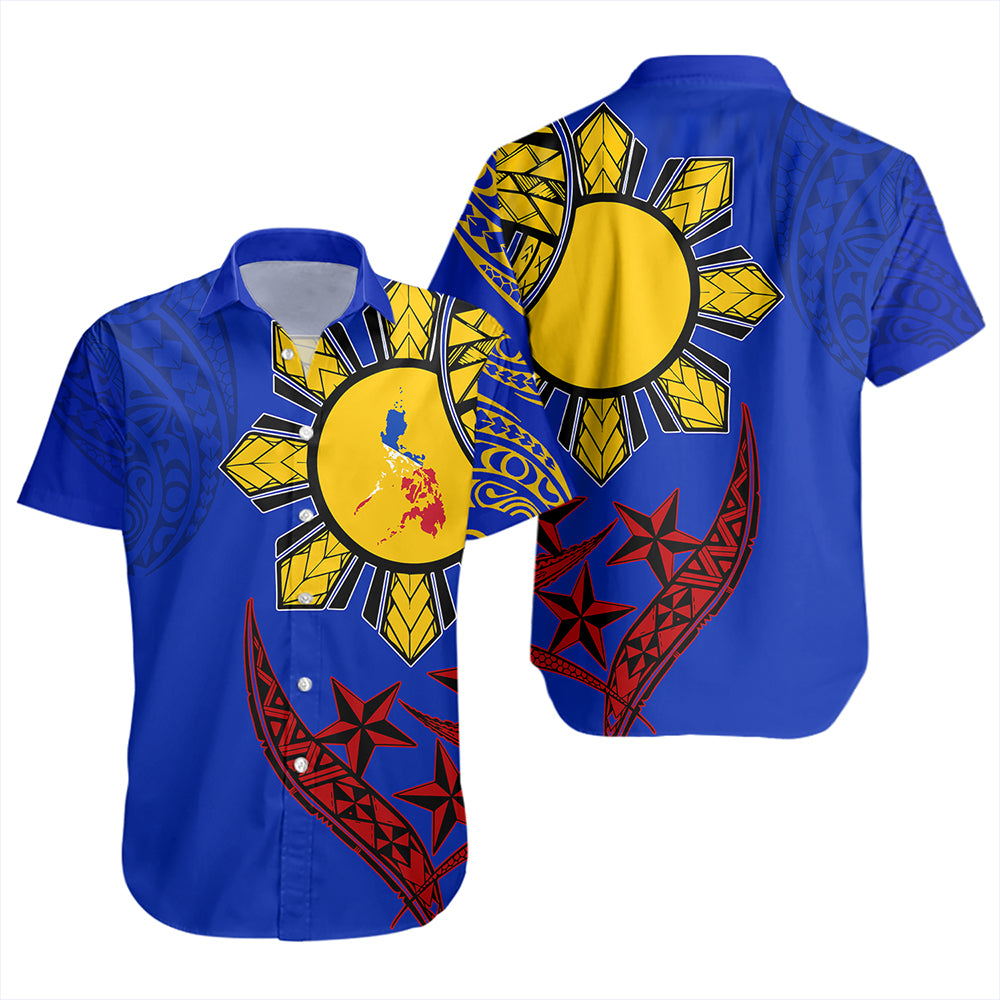 Philippines Short Sleeve Shirt Tribal Sun In My Heart Color Flag Style