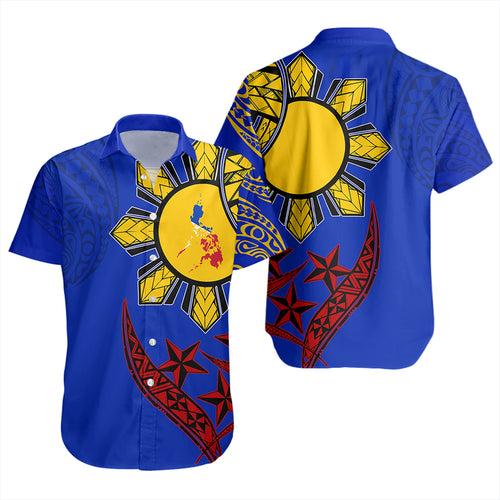 Philippines Short Sleeve Shirt Tribal Sun In My Heart Color Flag Style