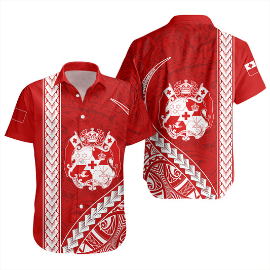 Tonga Short Sleeve Shirt Tribal Polynesian Coat Of Arms