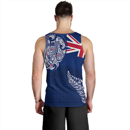 New Zealand Tank Top Aotearoa Maori Tribal Flag With Silver Frern