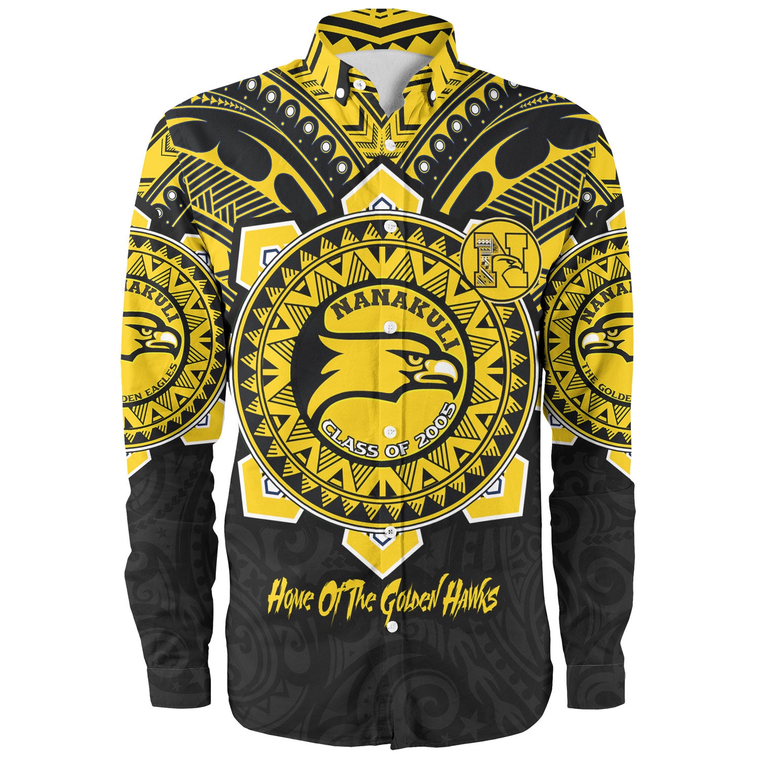 Hawaii Long Sleeve Shirt Custom Nanakuli High & Intermediate School Home Of Golden Hawks Tribal Style