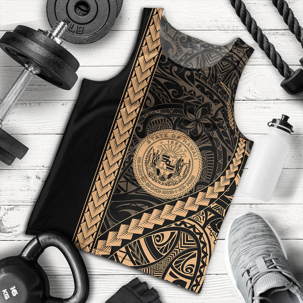 Hawaii Tank Top Tribal Polynesian Coat Of Arms Gold