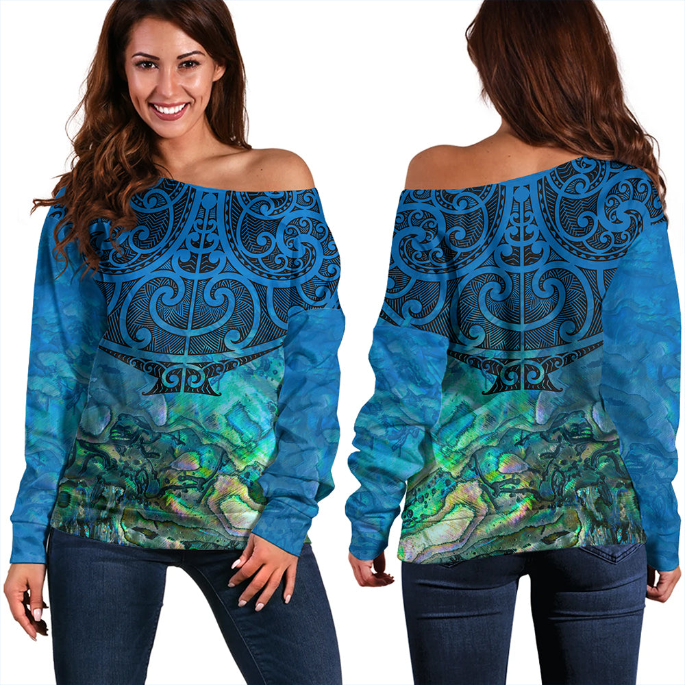 New Zealand Off Shoulder Sweatshirt Maori Papua Shell