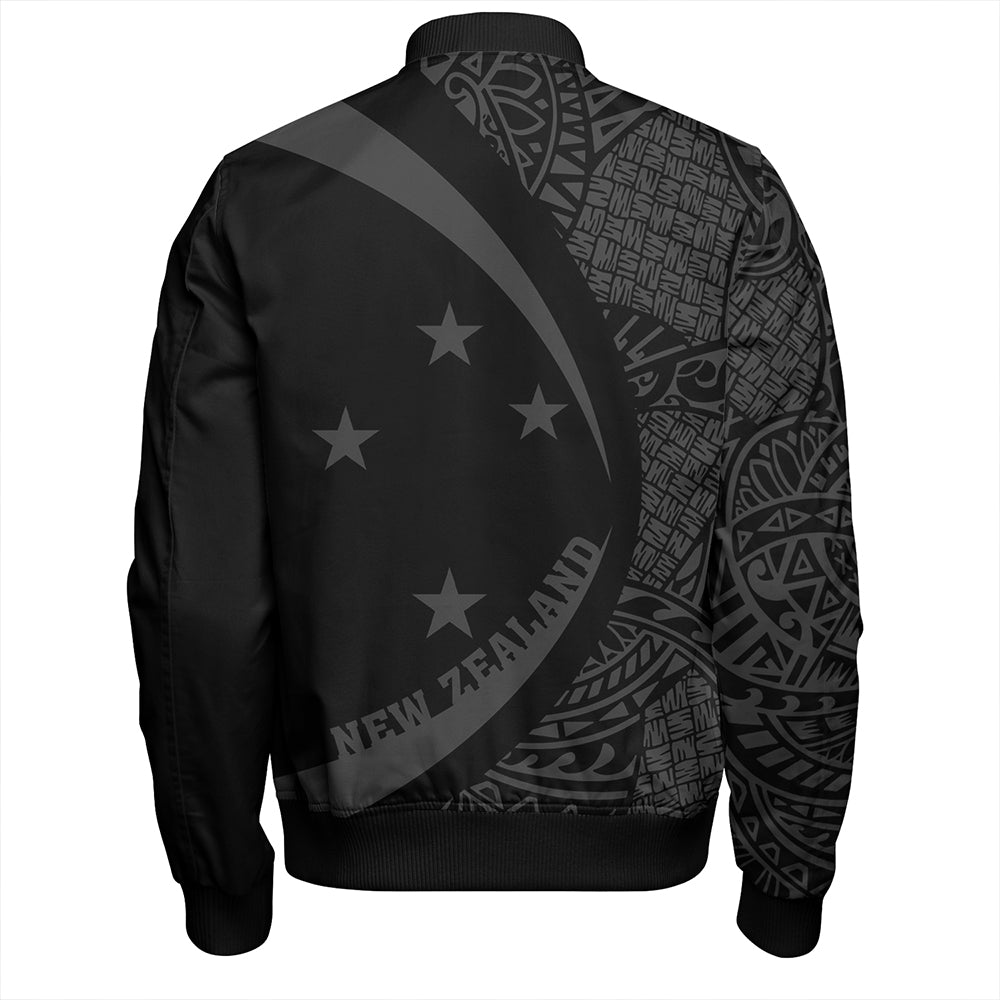 New Zealand Bomber Jacket Silver Fern Lauhala Gray Circle