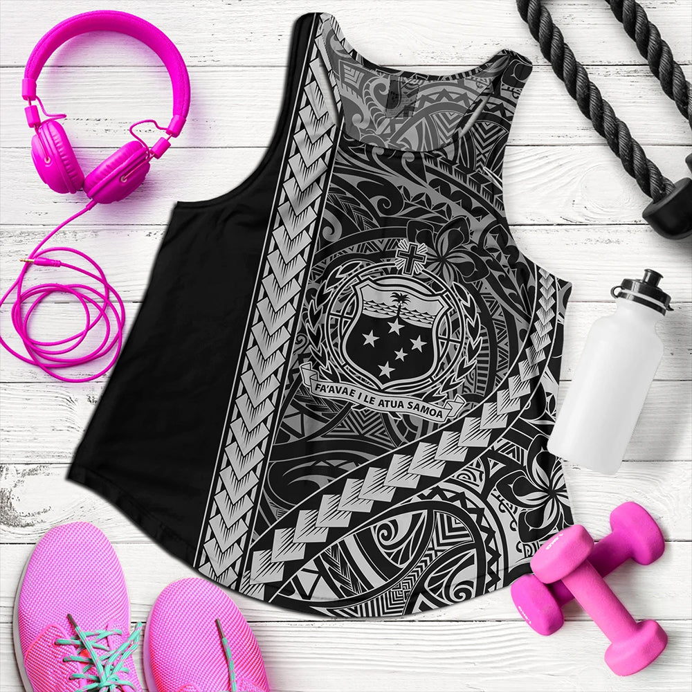 Samoa Women Tank Tribal Polynesian Coat Of Arms White