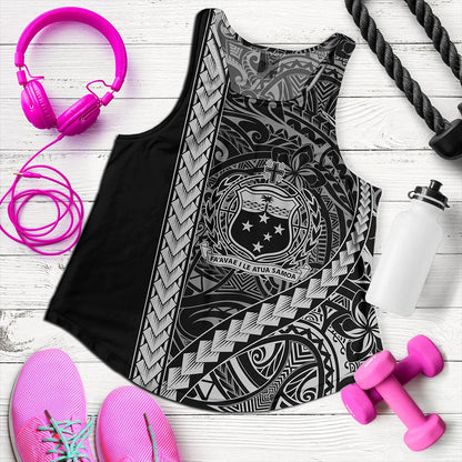 Samoa Women Tank Tribal Polynesian Coat Of Arms White