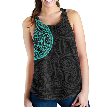 Samoa Tribal Maori Tattoo Roman Reigns Women Tank Turquoise