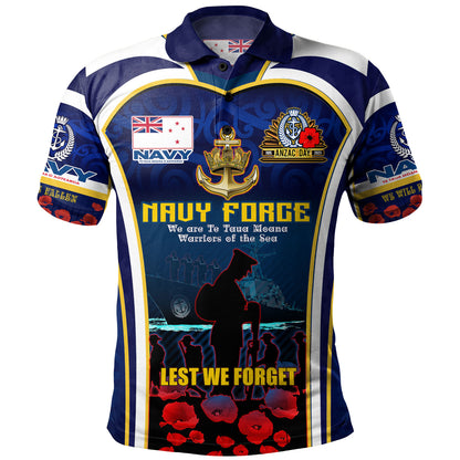 New Zealand Polo Shirt Custom Anzac Day Royal New Zealand Navy Te Taua Moana o Aotearoa